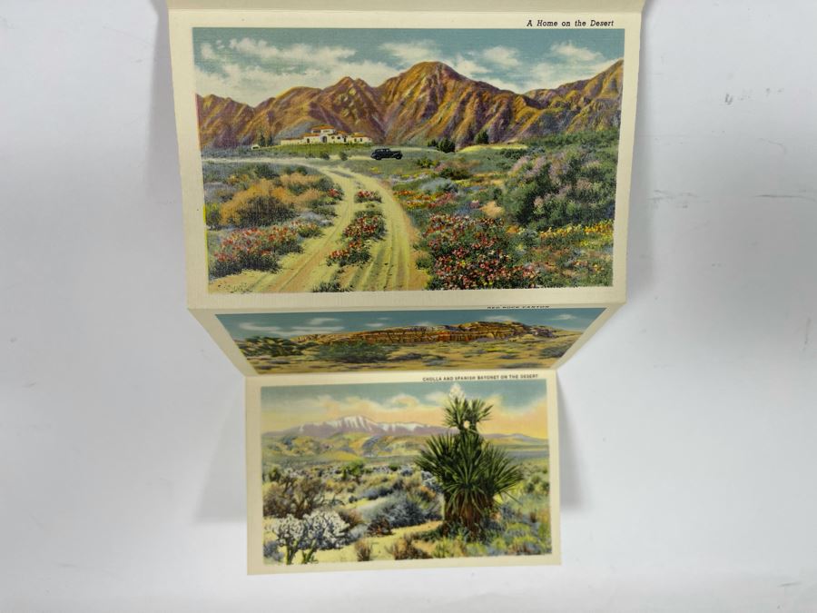 JUST ADDED - Four Vintage Souvenir Accordion Double-Sided Foldout Postcards: Chicago World’s Fair, Yellowstone National Park, California Desert Scenes And California Highways [Photo 27]