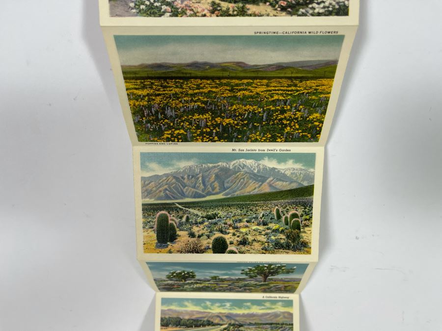 JUST ADDED - Four Vintage Souvenir Accordion Double-Sided Foldout Postcards: Chicago World’s Fair, Yellowstone National Park, California Desert Scenes And California Highways [Photo 22]