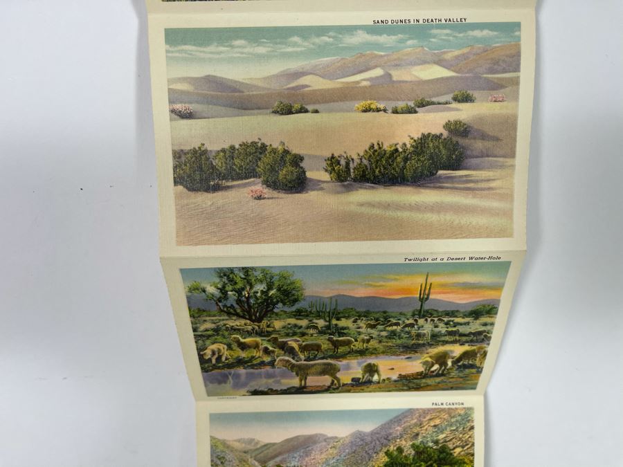 JUST ADDED - Four Vintage Souvenir Accordion Double-Sided Foldout Postcards: Chicago World’s Fair, Yellowstone National Park, California Desert Scenes And California Highways [Photo 25]