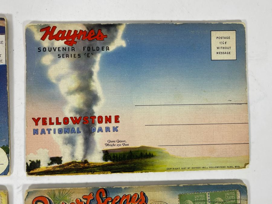JUST ADDED - Four Vintage Souvenir Accordion Double-Sided Foldout Postcards: Chicago World’s Fair, Yellowstone National Park, California Desert Scenes And California Highways [Photo 4]