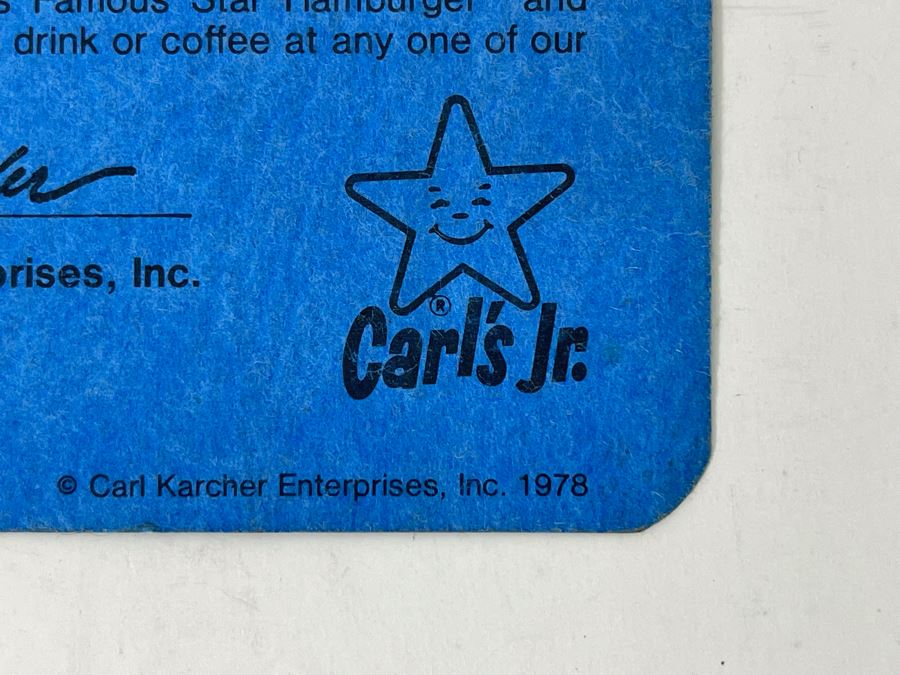 Vintage 1978 Carl's Jr Executive Guest Card Carl Karcher Enterprises [Photo 4]