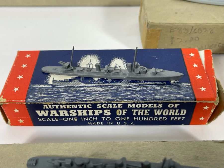 Vintage 1940s Collection Of Comet Metal Products Co Inc Authenticast Lead U.S. Navy Ship Identification Models (Some With Boxes) - See Photos [Photo 8]