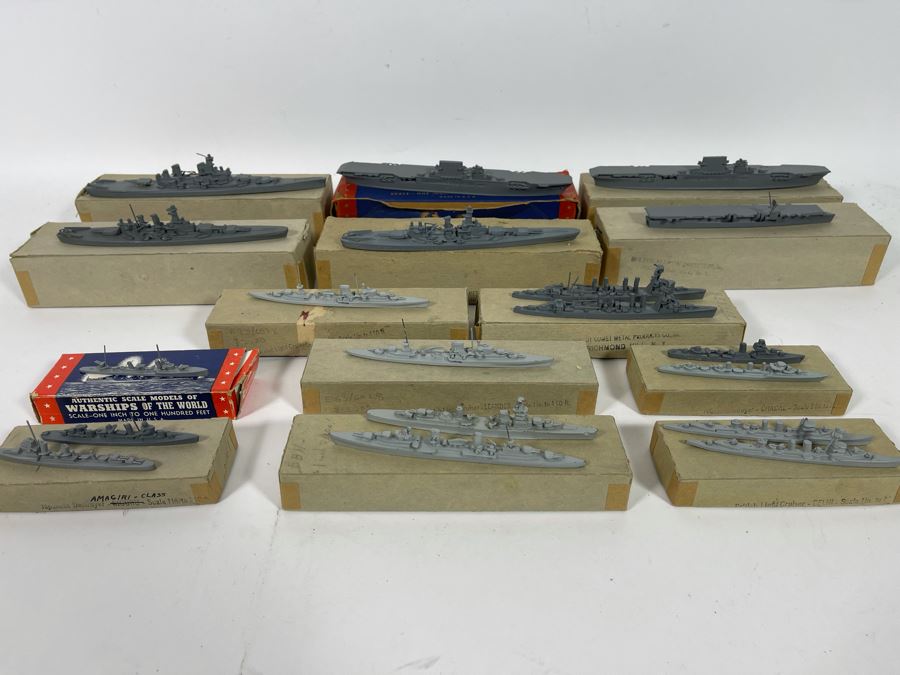Vintage 1940s Collection Of Comet Metal Products Co Inc Authenticast Lead U.S. Navy Ship Identification Models (Some With Boxes) - See Photos [Photo 7]