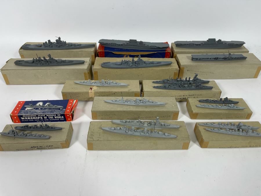 Vintage 1940s Collection Of Comet Metal Products Co Inc Authenticast Lead U.S. Navy Ship Identification Models (Some With Boxes) - See Photos [Photo 3]