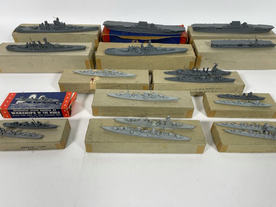 Vintage 1940s Collection Of Comet Metal Products Co Inc Authenticast Lead U.S. Navy Ship Identification Models (Some With Boxes) - See Photos [Photo 5]