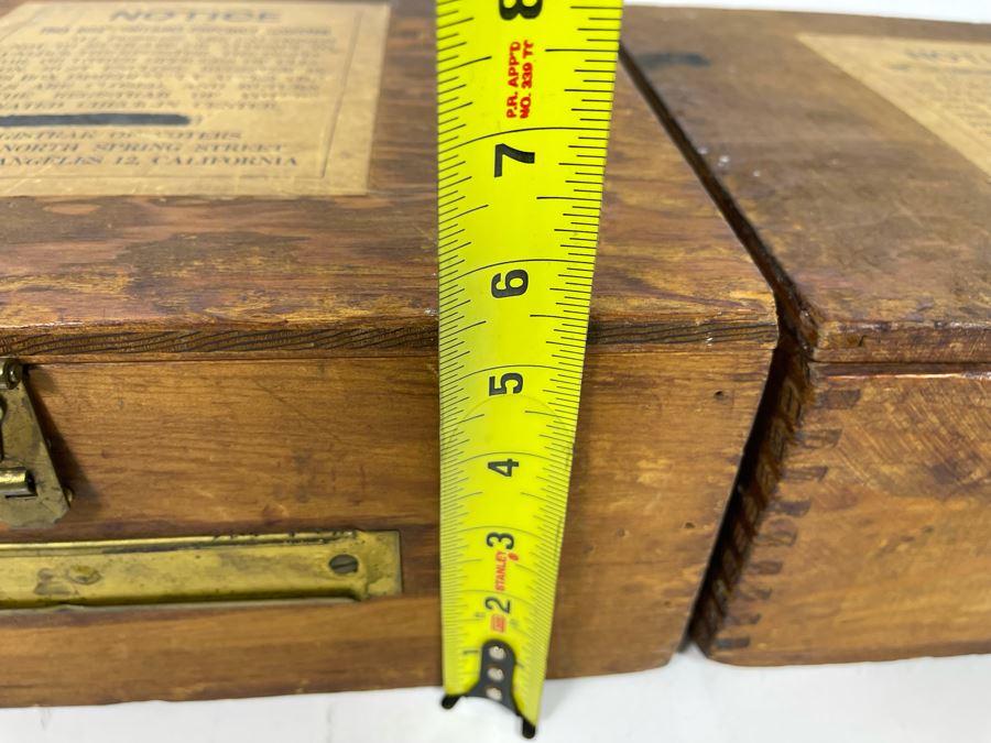 Three Wooden Los Angeles Registrar Of Voters Voting Ballot Boxes 13W X 11.5D X 5.5H [Photo 17]