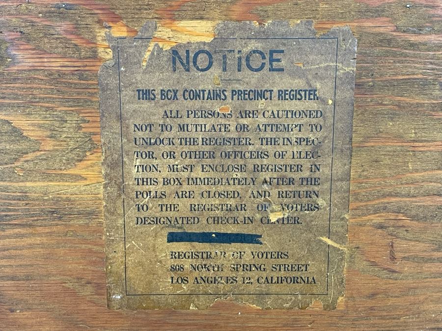 Three Wooden Los Angeles Registrar Of Voters Voting Ballot Boxes 13W X 11.5D X 5.5H [Photo 9]