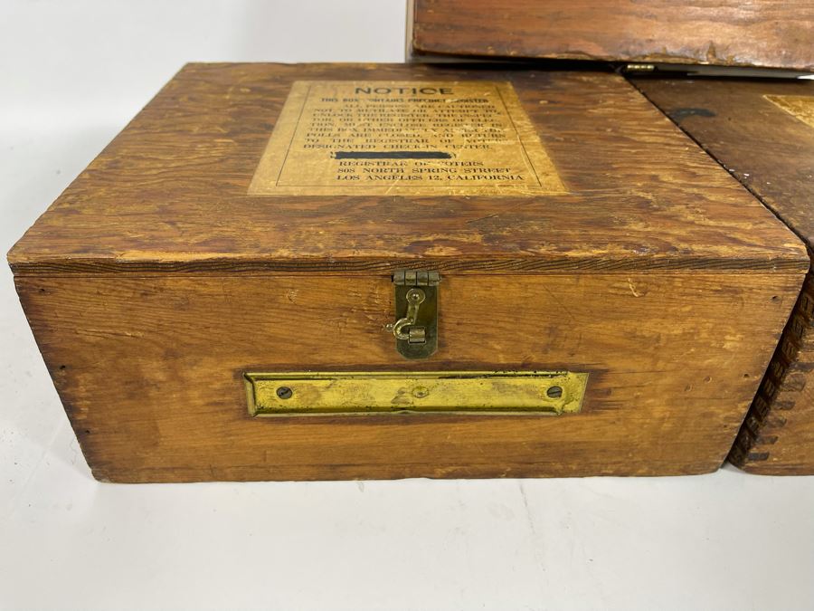 Three Wooden Los Angeles Registrar Of Voters Voting Ballot Boxes 13W X 11.5D X 5.5H [Photo 10]