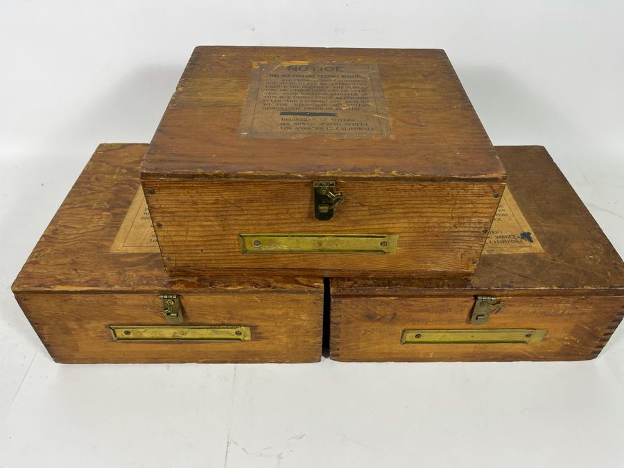 Three Wooden Los Angeles Registrar Of Voters Voting Ballot Boxes 13W X 11.5D X 5.5H [Photo 11]