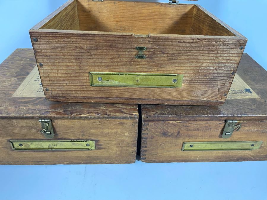 Three Wooden Los Angeles Registrar Of Voters Voting Ballot Boxes 13W X 11.5D X 5.5H [Photo 12]