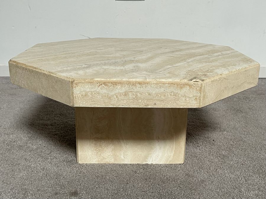 Small 2-Piece Travertine Marble Side Table 20.5W X 9H [Photo 5]