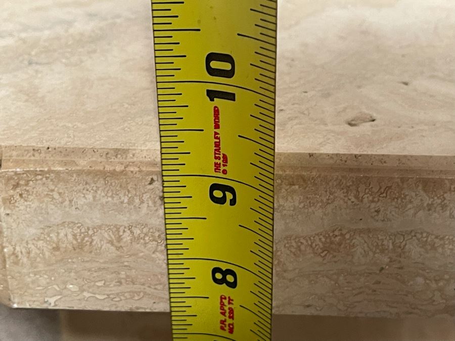 Small 2-Piece Travertine Marble Side Table 20.5W X 9H [Photo 8]