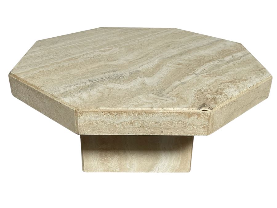 Small 2-Piece Travertine Marble Side Table 20.5W X 9H