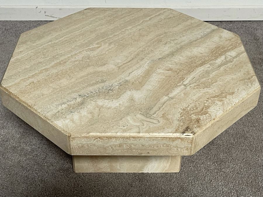 Small 2-Piece Travertine Marble Side Table 20.5W X 9H [Photo 6]