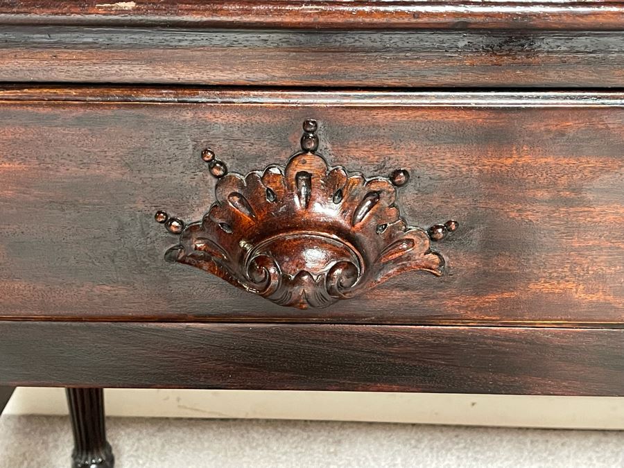 Antique Refurbished Hallway Entry Table With Two Drawers 48W X 23D X 30H [Photo 6]