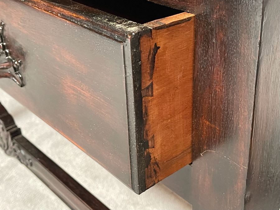 Antique Refurbished Hallway Entry Table With Two Drawers 48W X 23D X 30H [Photo 8]