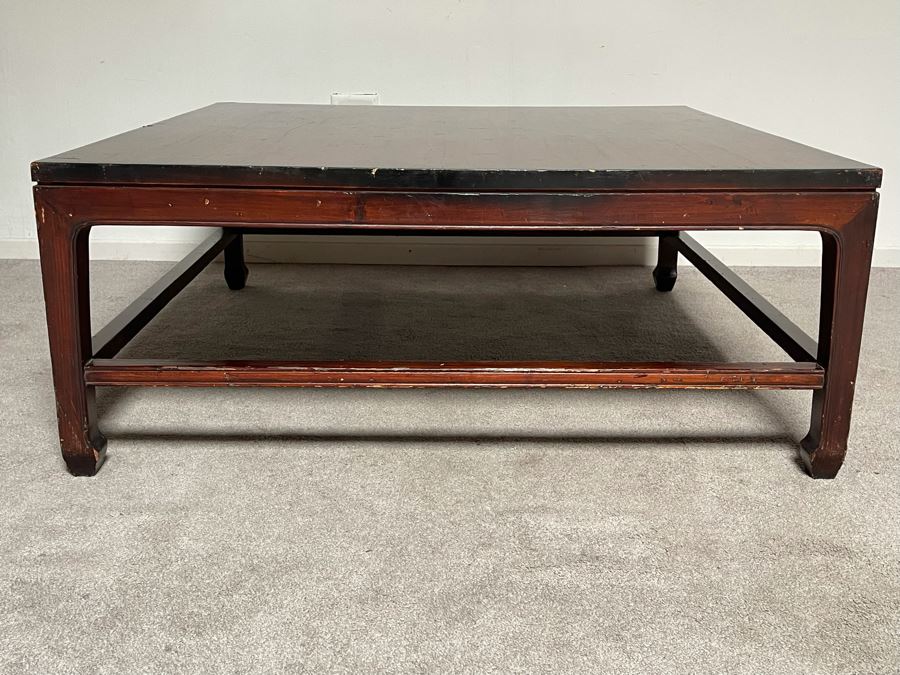 Vintage Chinese Square Coffee Table With Bamboo Top 43W X 17.5H [Photo 4]