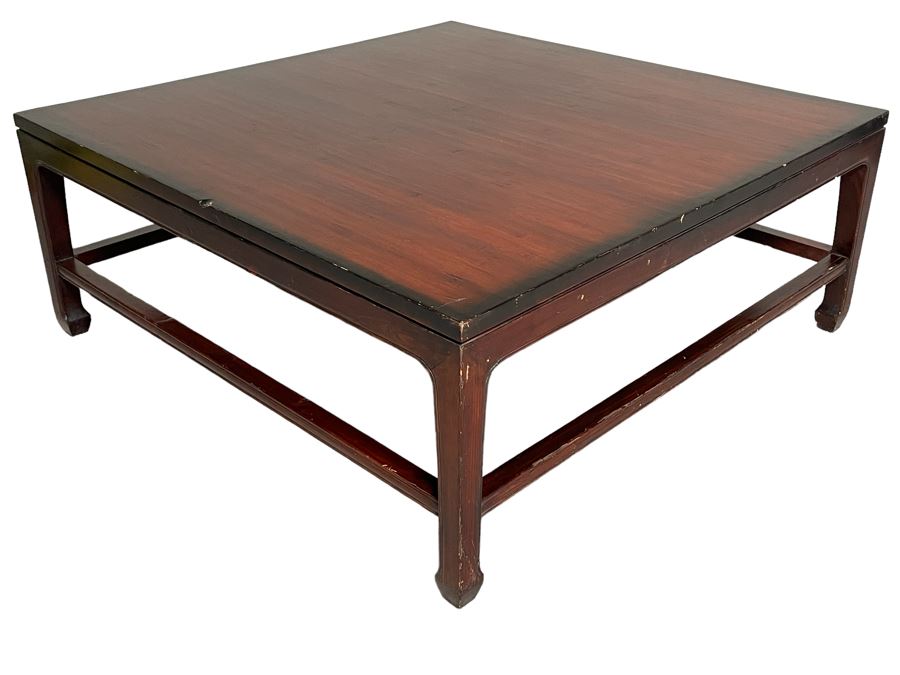 Vintage Chinese Square Coffee Table With Bamboo Top 43W X 17.5H