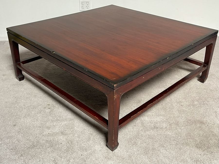 Vintage Chinese Square Coffee Table With Bamboo Top 43W X 17.5H [Photo 11]
