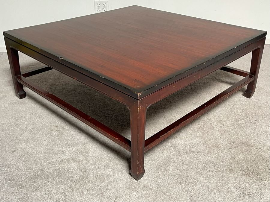 Vintage Chinese Square Coffee Table With Bamboo Top 43W X 17.5H [Photo 10]