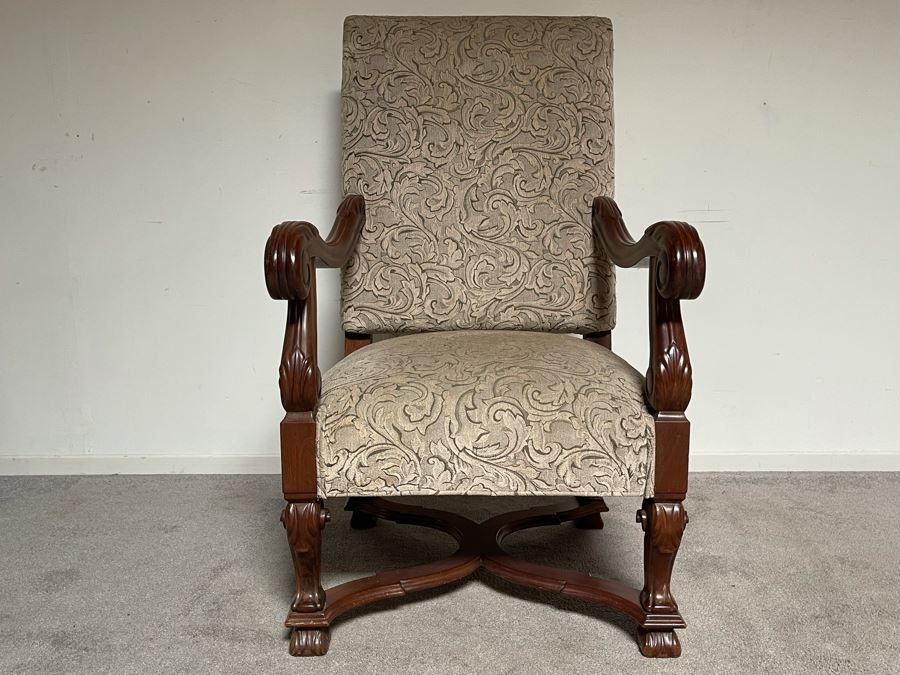 Large Upholstered Wooden Armchair 26W X 27D X 45H [Photo 3]