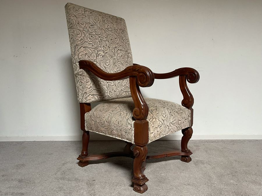 Large Upholstered Wooden Armchair 26W X 27D X 45H [Photo 4]