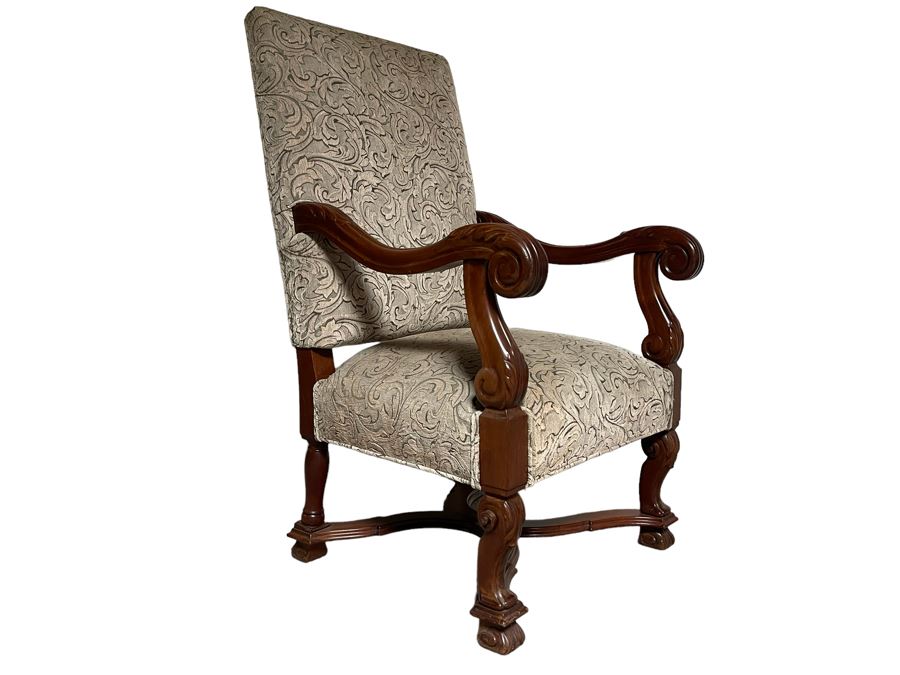 Large Upholstered Wooden Armchair 26W X 27D X 45H
