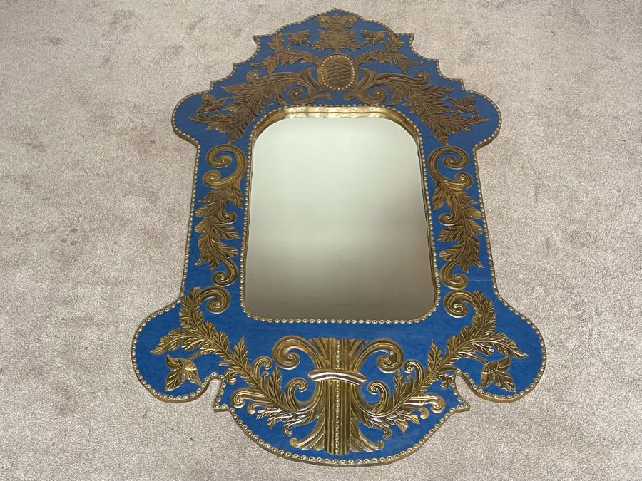 Large Wall Mirror With Metal Applique Decorations 43W X 69H [Photo 3]