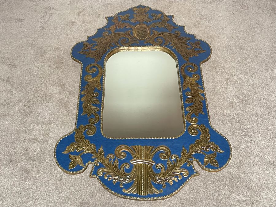 Large Wall Mirror With Metal Applique Decorations 43W X 69H [Photo 2]