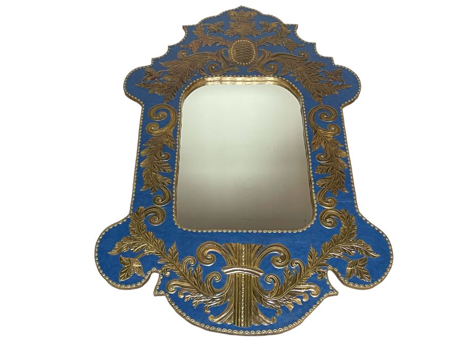 Large Wall Mirror With Metal Applique Decorations 43W X 69H
