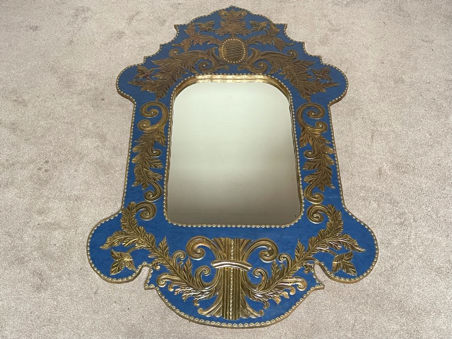 Large Wall Mirror With Metal Applique Decorations 43W X 69H [Photo 5]