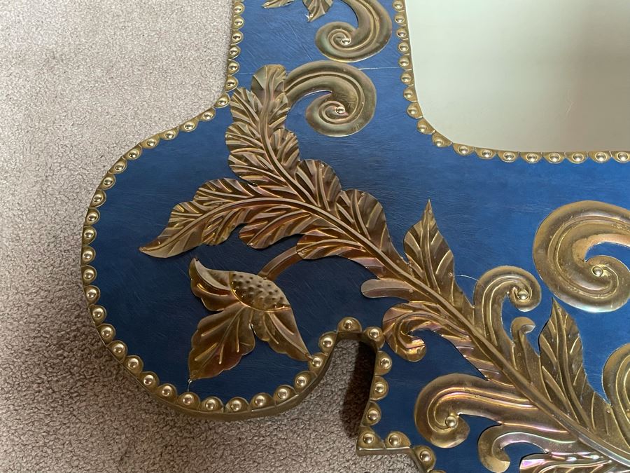 Large Wall Mirror With Metal Applique Decorations 43W X 69H [Photo 9]