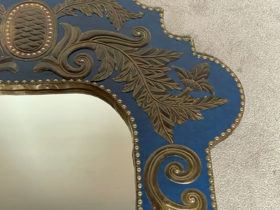 Large Wall Mirror With Metal Applique Decorations 43W X 69H [Photo 12]