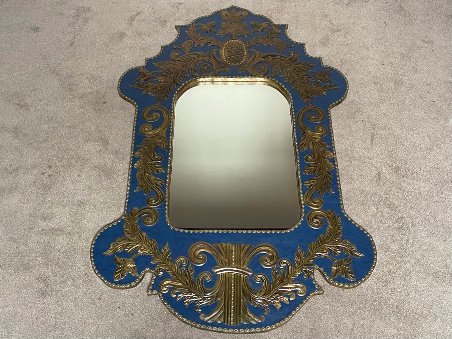 Large Wall Mirror With Metal Applique Decorations 43W X 69H [Photo 6]