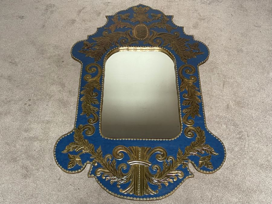Large Wall Mirror With Metal Applique Decorations 43W X 69H [Photo 7]