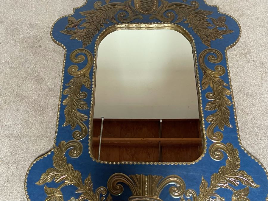 Large Wall Mirror With Metal Applique Decorations 43W X 69H [Photo 10]