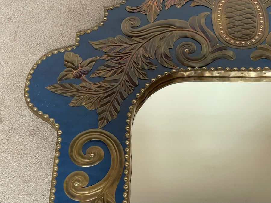 Large Wall Mirror With Metal Applique Decorations 43W X 69H [Photo 13]