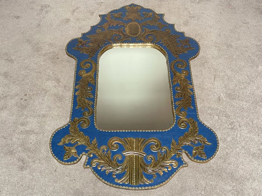 Large Wall Mirror With Metal Applique Decorations 43W X 69H [Photo 4]