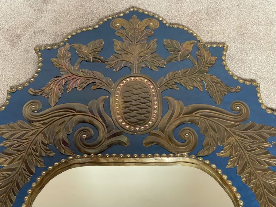 Large Wall Mirror With Metal Applique Decorations 43W X 69H [Photo 11]