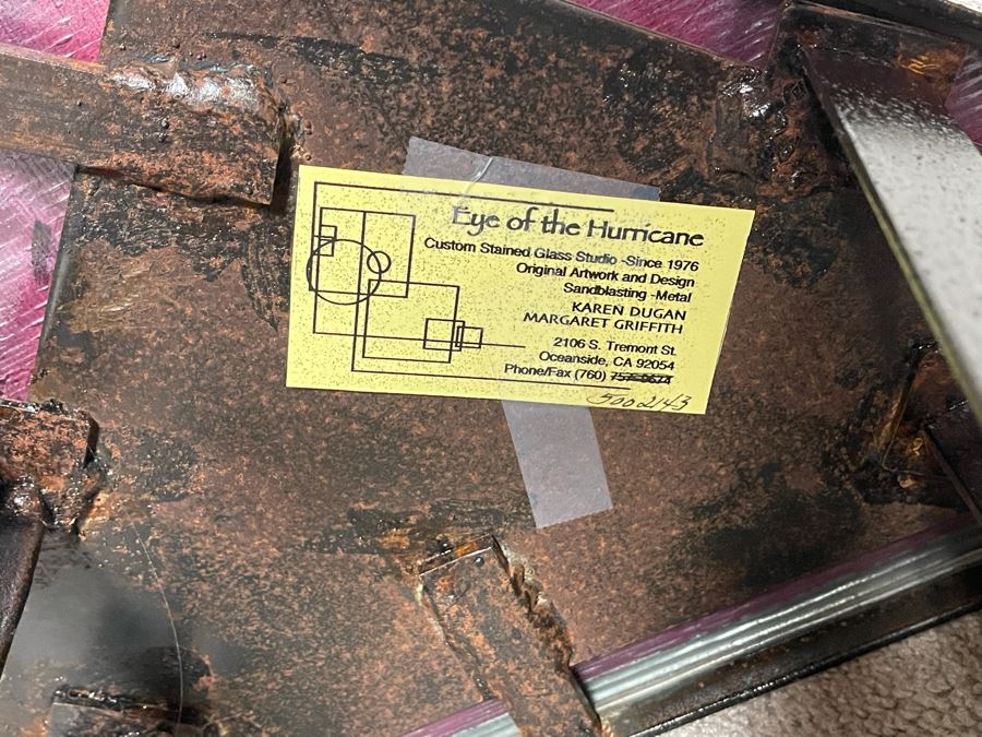 Impressive Metal Sculptural Stand With Art Glass Top Signed By Artist Karen Dugan 20W X 12D X 32H [Photo 16]