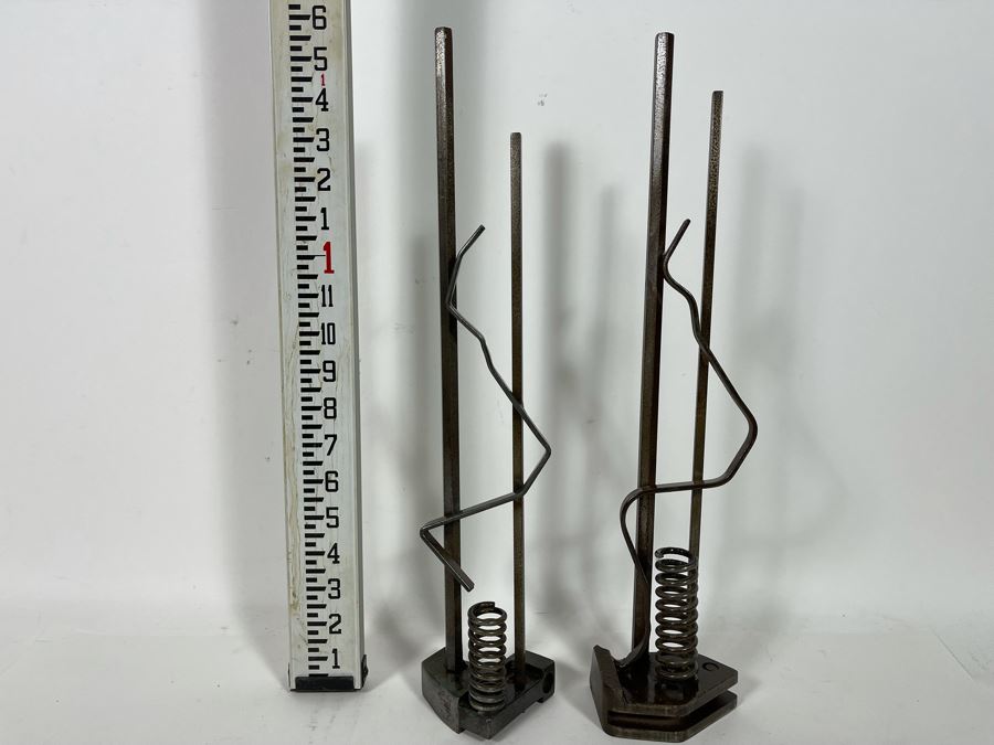 Pair Metal Sculptures Signed By Artist Karen Dugan 4”W X 18”H [Photo 3]