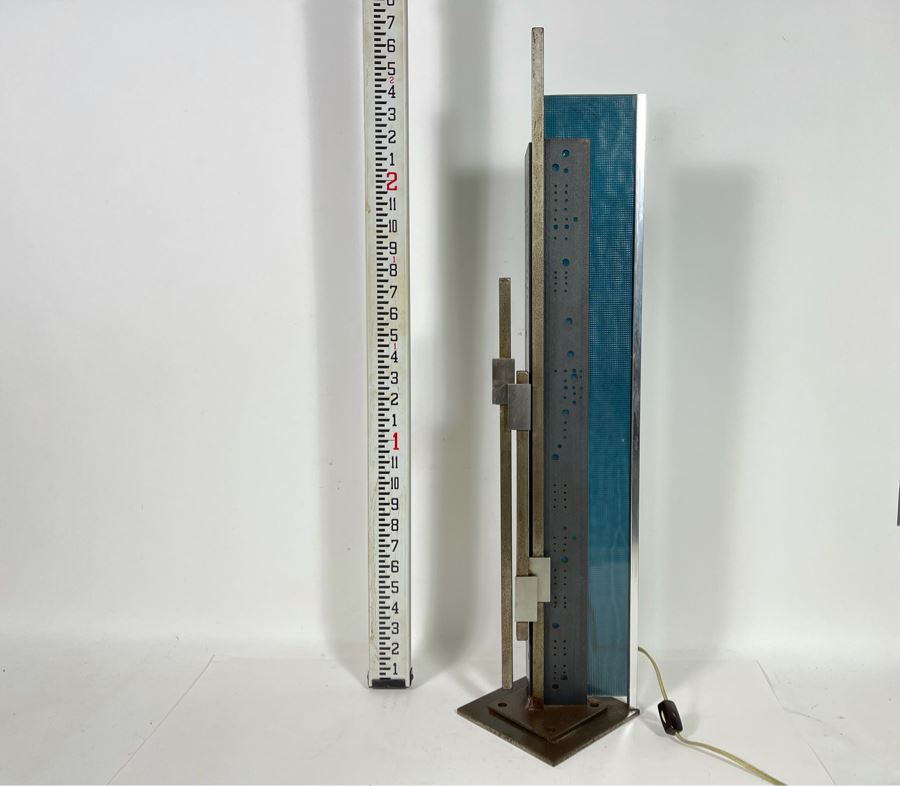 Impressive Metal And Glass Architectural Sculpture Table Lamp By Artist Karen Dugan 8.5W X 30H [Photo 7]