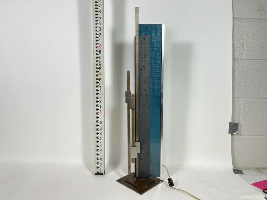 Impressive Metal And Glass Architectural Sculpture Table Lamp By Artist Karen Dugan 8.5W X 30H [Photo 13]