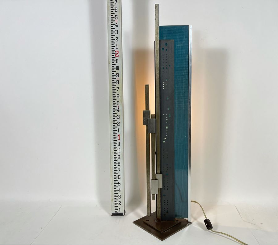Impressive Metal And Glass Architectural Sculpture Table Lamp By Artist Karen Dugan 8.5W X 30H [Photo 4]