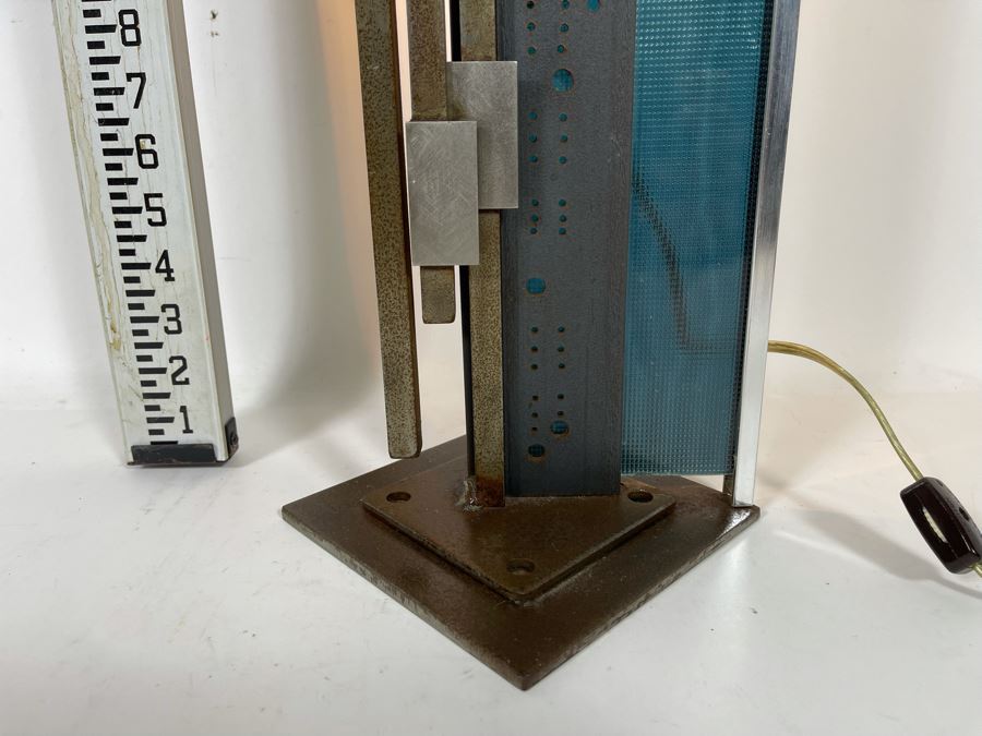Impressive Metal And Glass Architectural Sculpture Table Lamp By Artist Karen Dugan 8.5W X 30H [Photo 8]