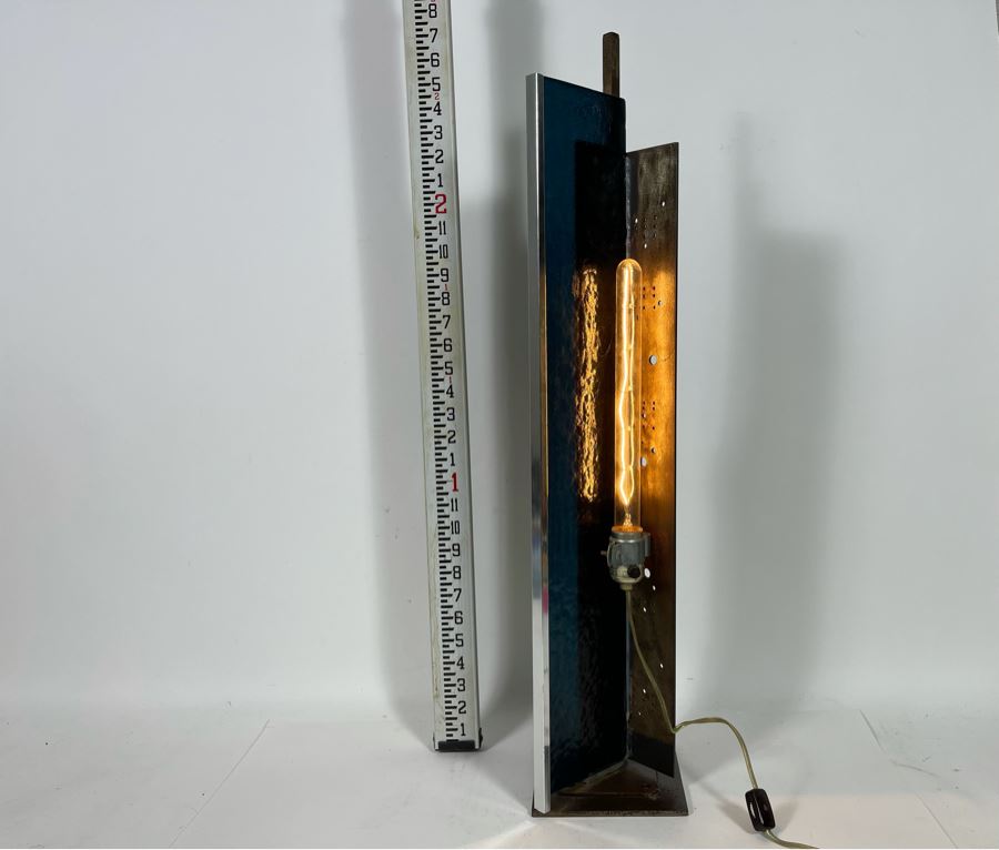 Impressive Metal And Glass Architectural Sculpture Table Lamp By Artist Karen Dugan 8.5W X 30H [Photo 6]