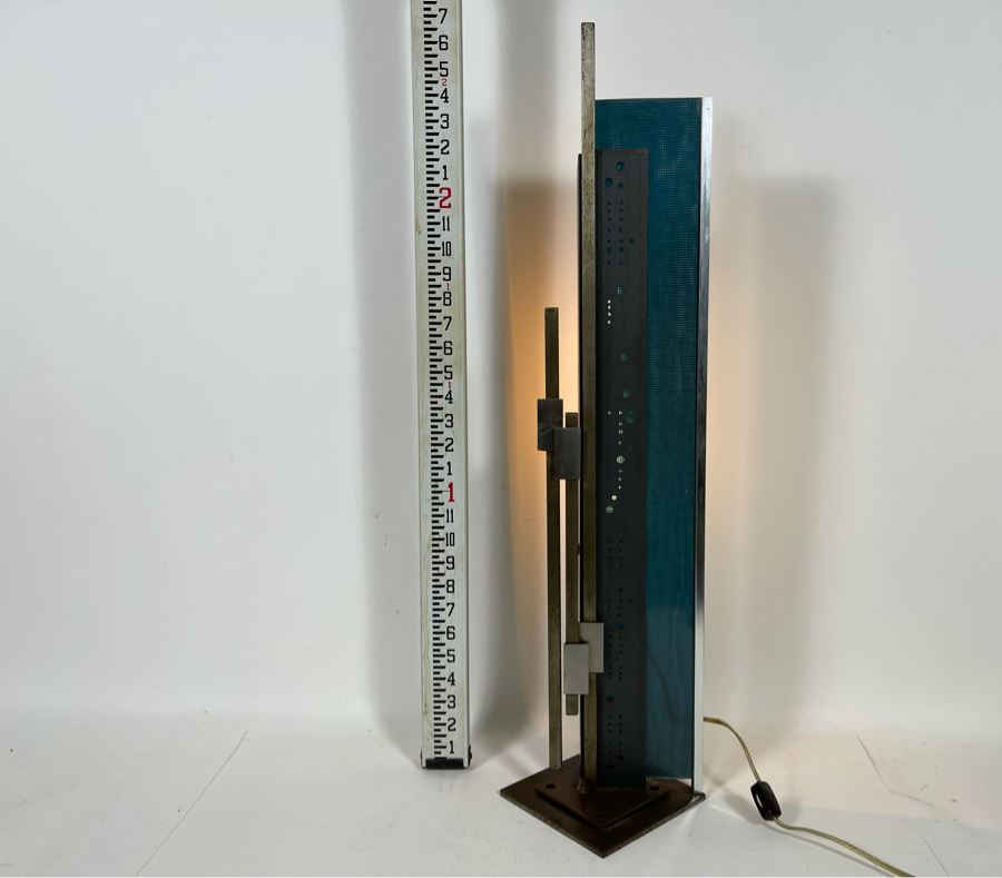 Impressive Metal And Glass Architectural Sculpture Table Lamp By Artist Karen Dugan 8.5W X 30H [Photo 2]