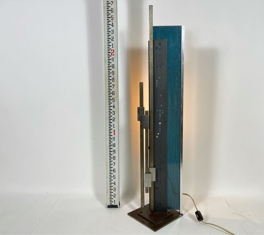 Impressive Metal And Glass Architectural Sculpture Table Lamp By Artist Karen Dugan 8.5W X 30H [Photo 3]