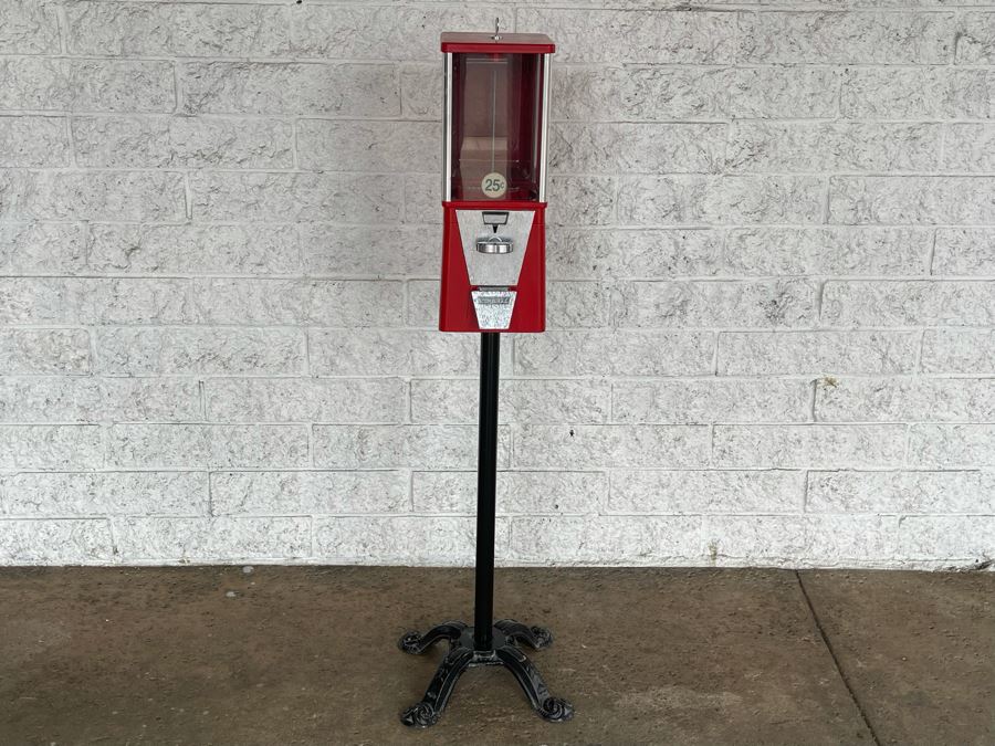 Oak Gumball Machine With Eagle Cast Iron Stand 44H [Photo 2]