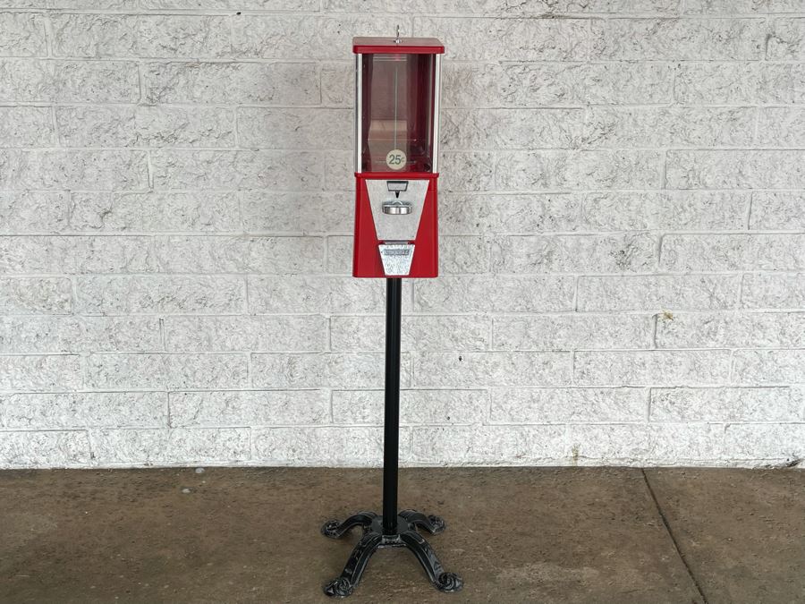 Oak Gumball Machine With Eagle Cast Iron Stand 44H [Photo 3]